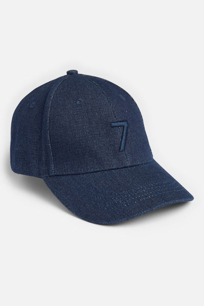 Denim Logo Cap in Rinsed Indigo