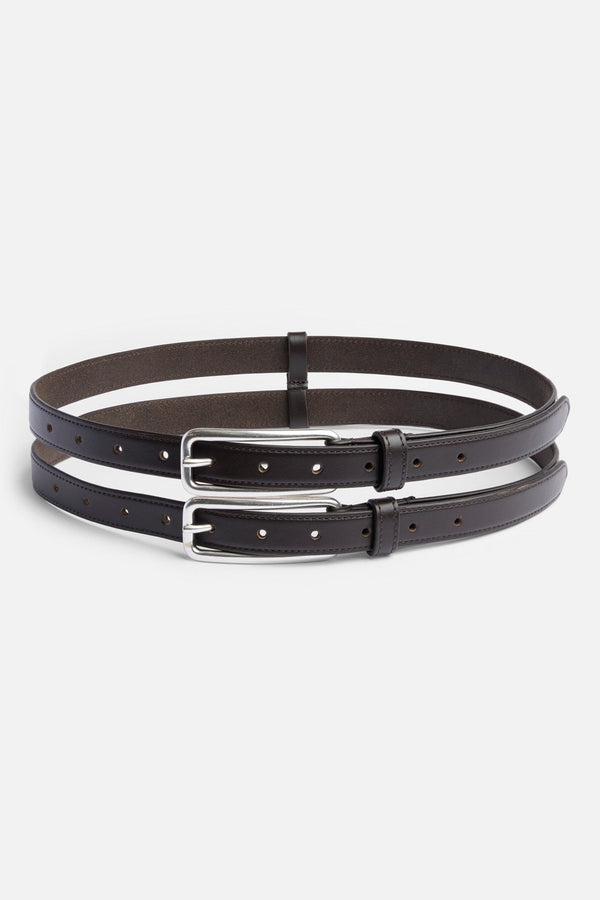TINY DOUBLE BELT in leather