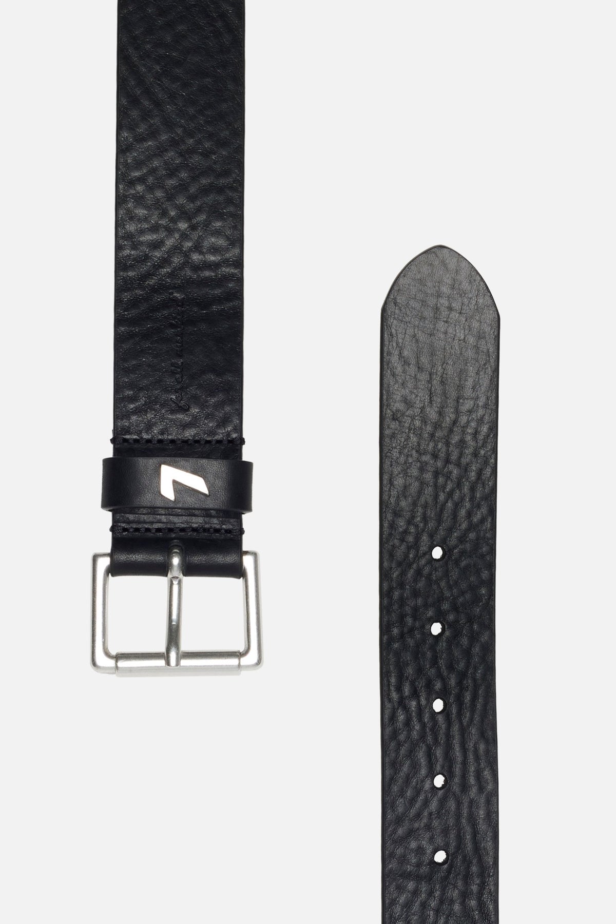 Vintage Made in Italy Express Black Leather Belt with Silver-Tone Buckle BOSS - Italian-leather belt with silver-toned buckle - Black main image 4