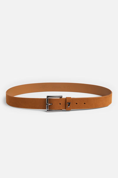 Classic Italian Suede Belt in Tobacco