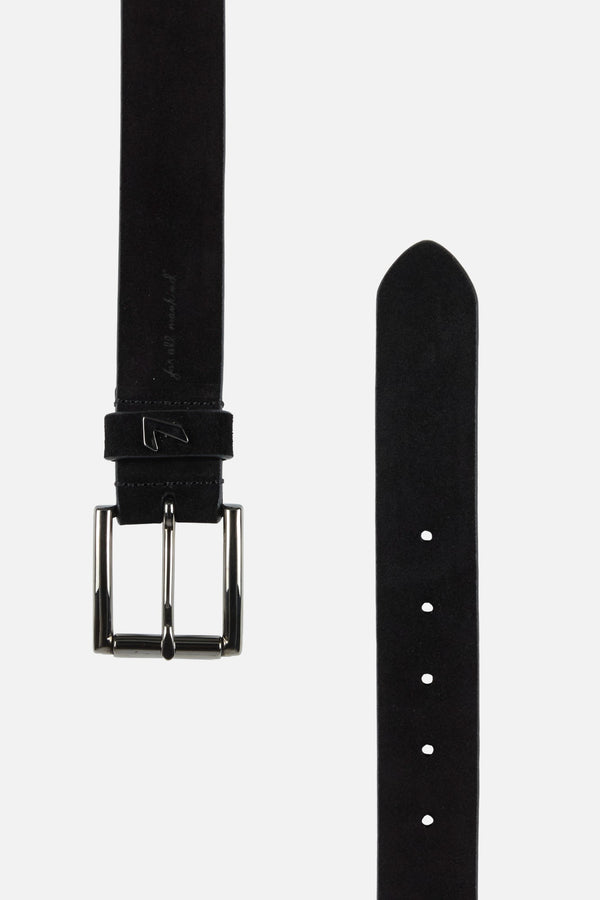 Classic Italian Suede Belt in Black