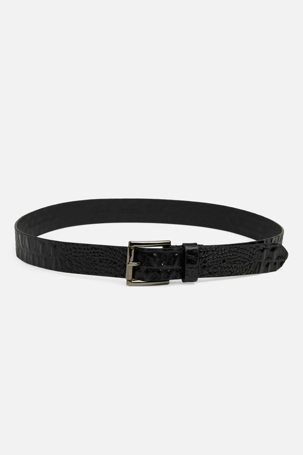 CROC EMBOSSED BELT in Italian Leather