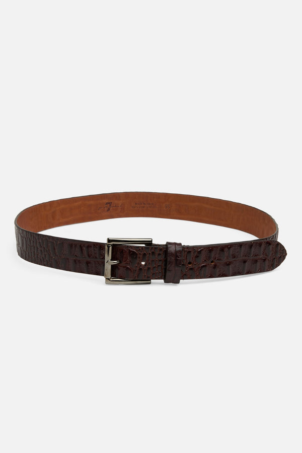 CROC EMBOSSED BELT in Italian Leather