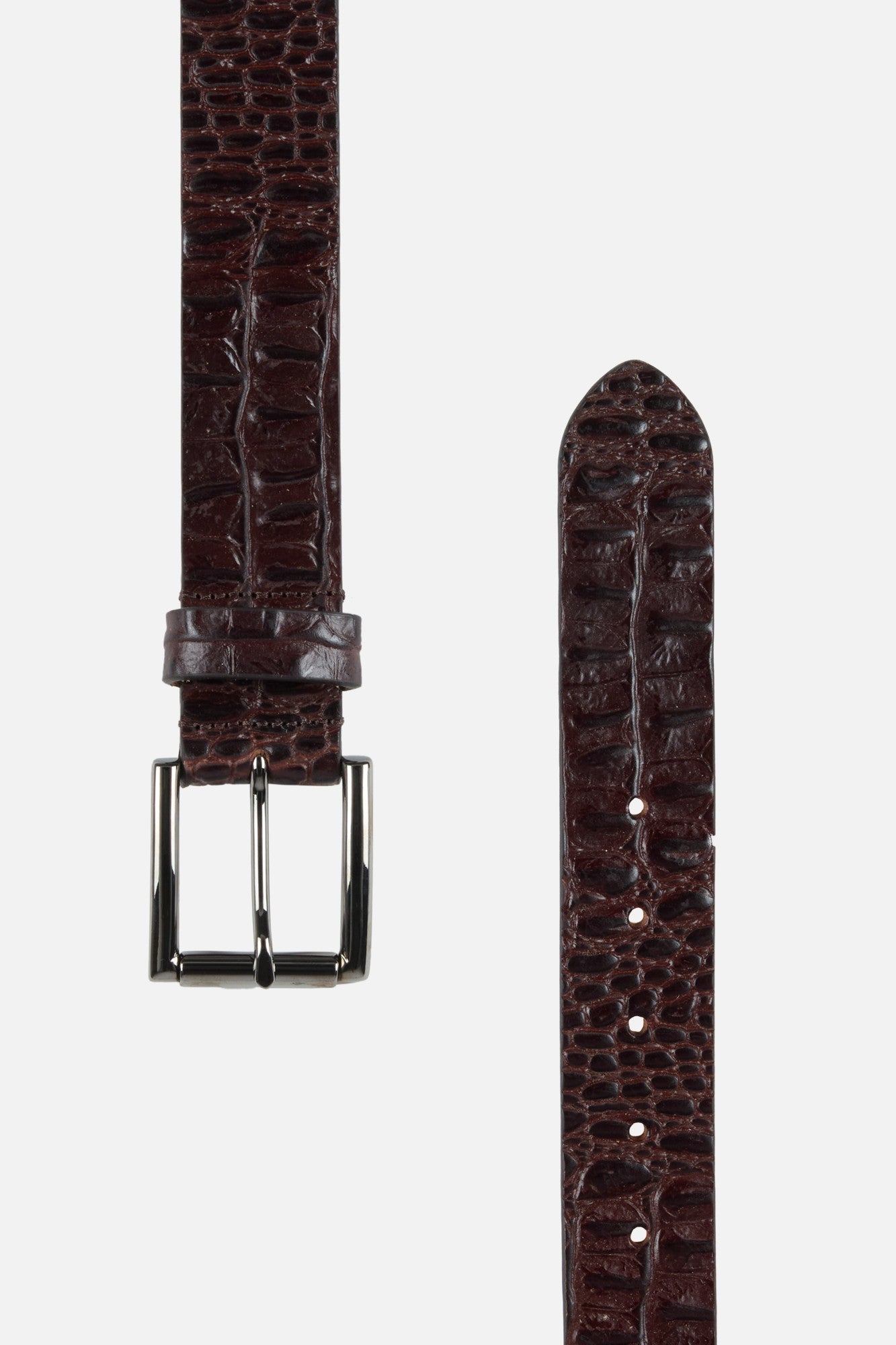 Men's Croc Embosssed Italian Leather Belt in Brown | 7 For All Mankind