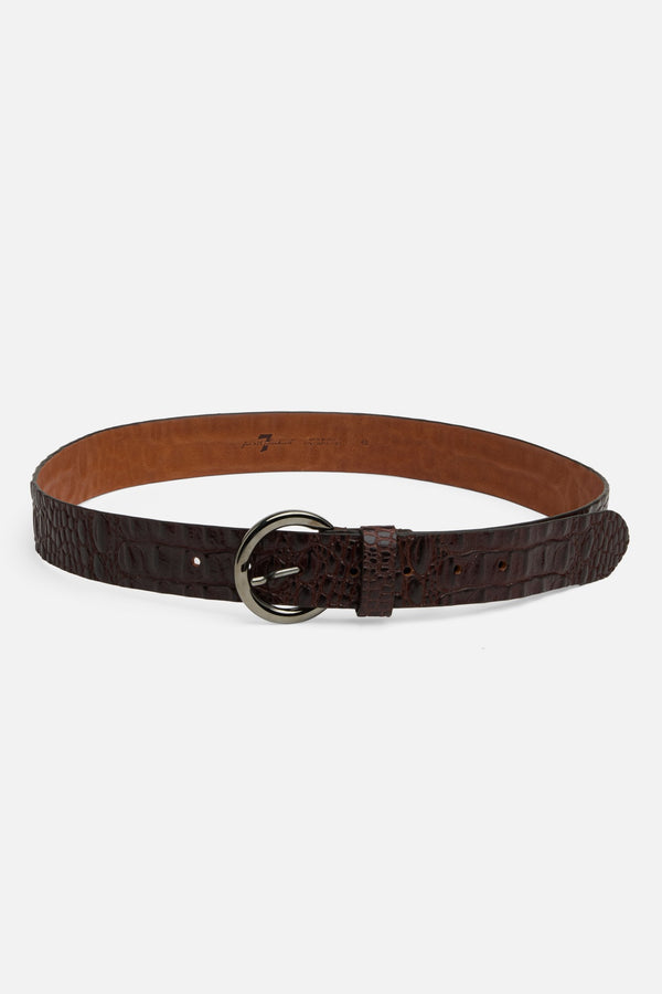 CROC EMBOSSED BELT in Italian Leather