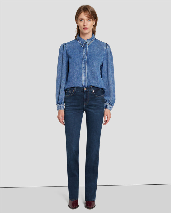 Indigo high-rise straight-leg jean