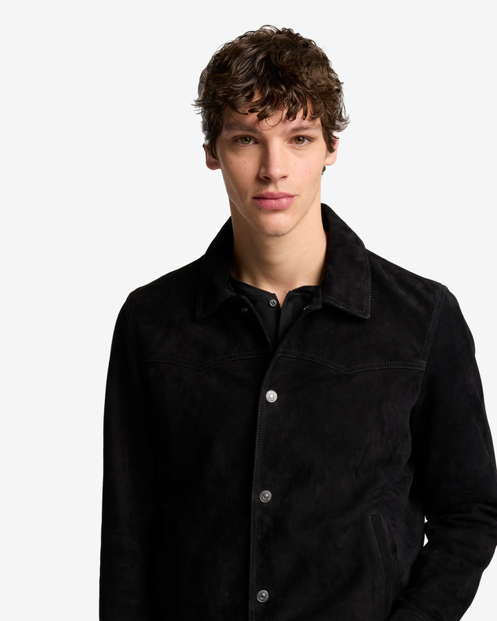 Suede Western Jacket in Black | 7 For All Mankind