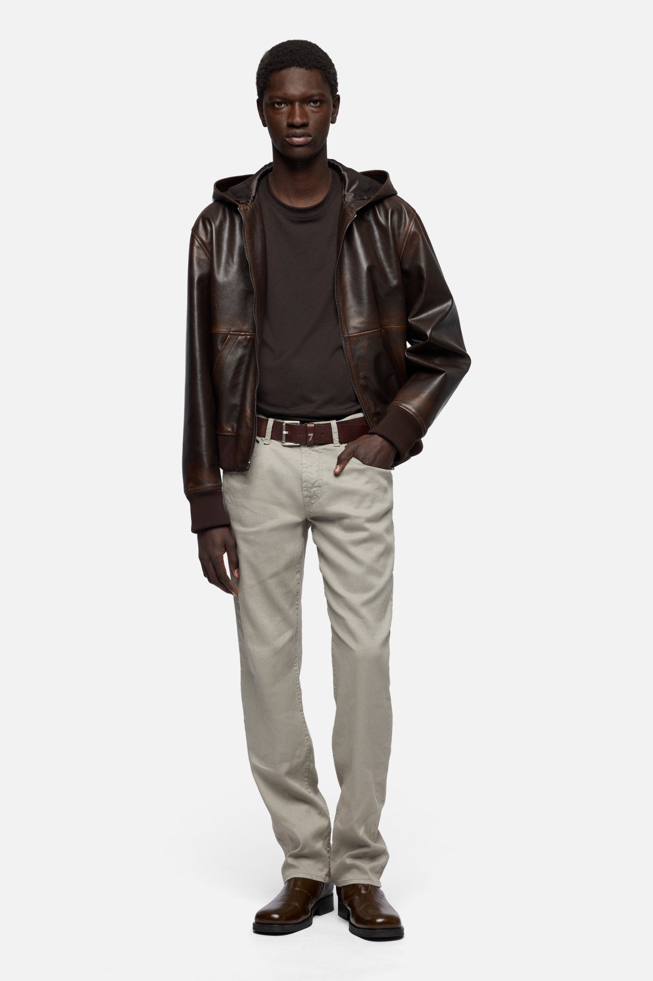 ZIP UP HOODIE in Leather Espresso | 7 For All Mankind