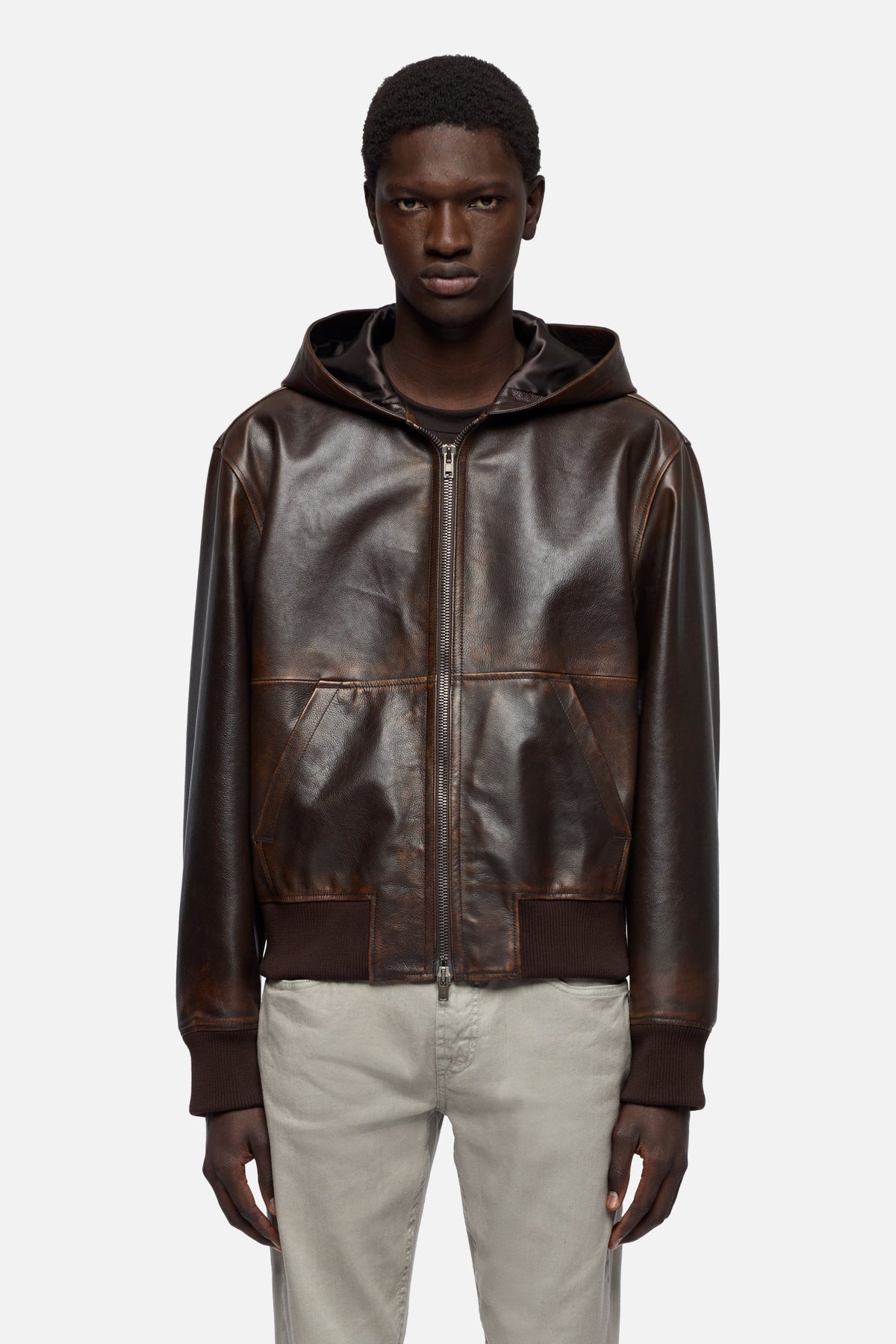ZIP UP HOODIE in Leather Espresso | 7 For All Mankind