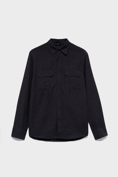 MILITARY SHIRT in Cotton Cashmere Dark Grey