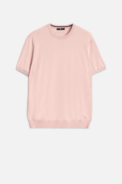 CLASSIC SHORT SLEEVE SWEATER in Cotton Rose
