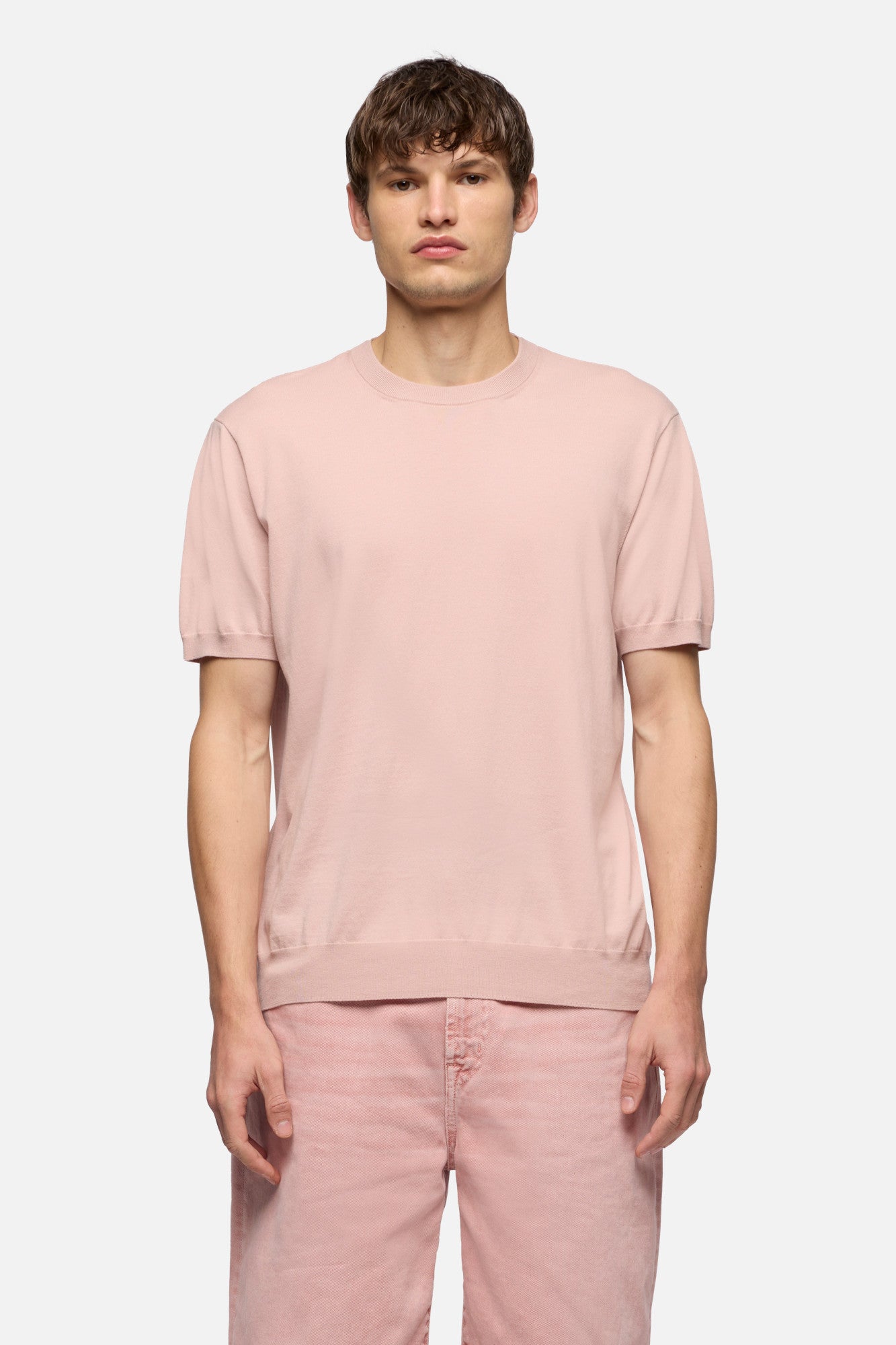 CLASSIC SHORT SLEEVE SWEATER in Rose | 7 For All Mankind