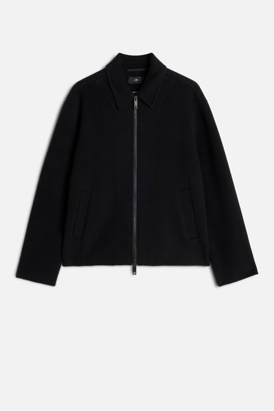 Wool Blouson Jacket In Black