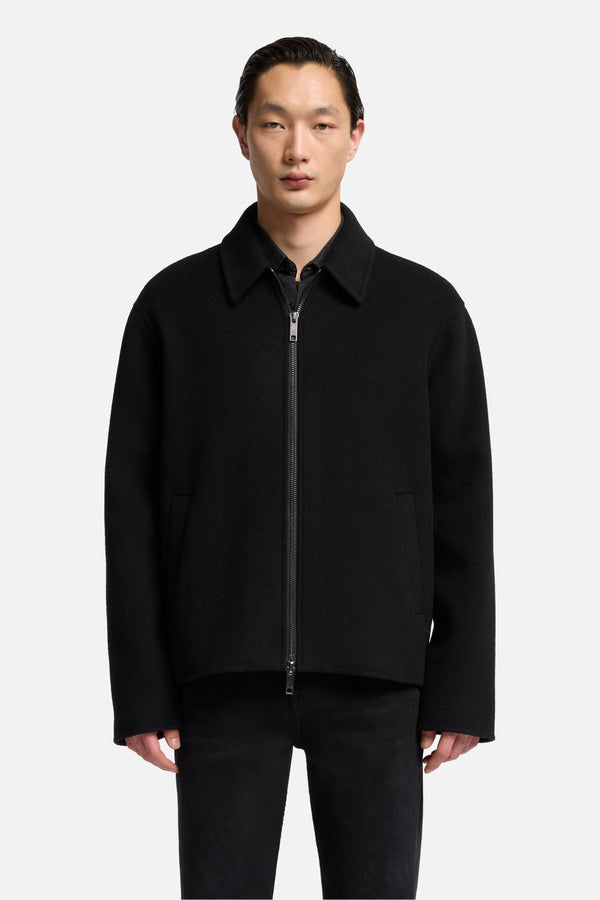 Wool Blouson Jacket In Black