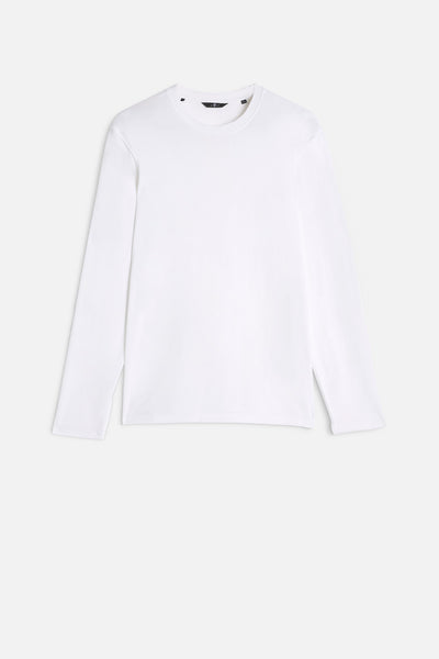 Lyocell Crewneck Long Sleeve Tee in White