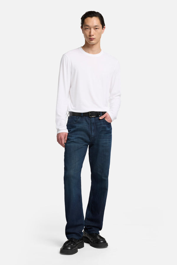 Lyocell Crewneck Long Sleeve Tee in White