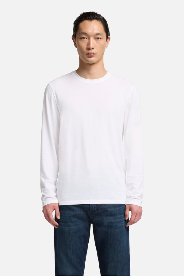 Lyocell Crewneck Long Sleeve Tee in White