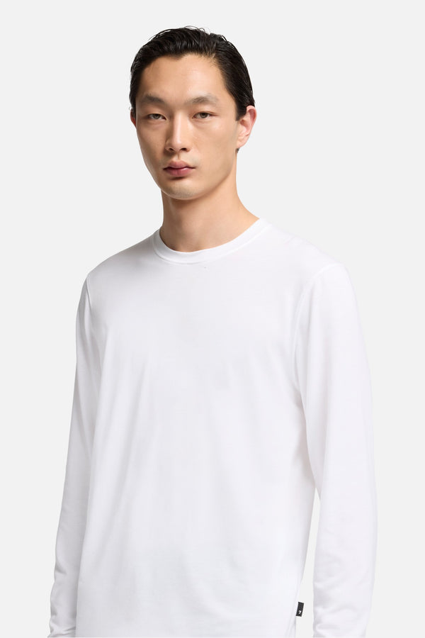 Lyocell Crewneck Long Sleeve Tee in White