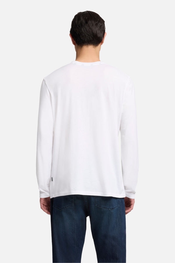 Lyocell Crewneck Long Sleeve Tee in White