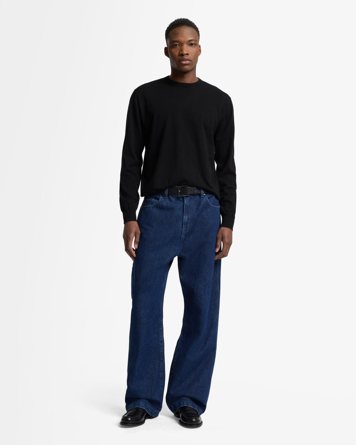 Utility Denim Wide Leg Pant in Carpenter Blue