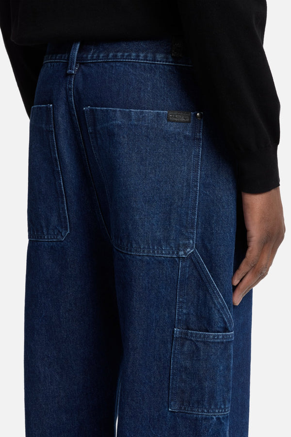 Utility Denim Wide Leg Pant in Carpenter Blue