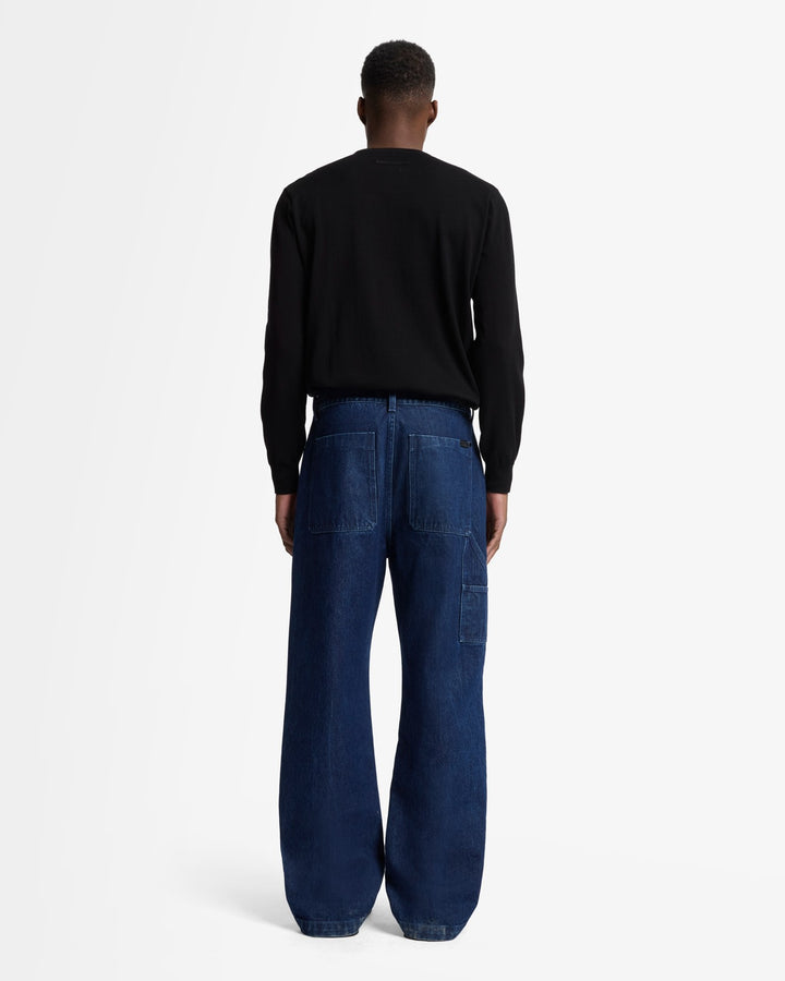 Utility Denim Wide Leg Pant in Carpenter Blue