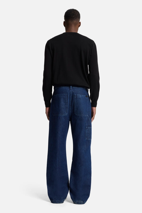 Utility Denim Wide Leg Pant in Carpenter Blue