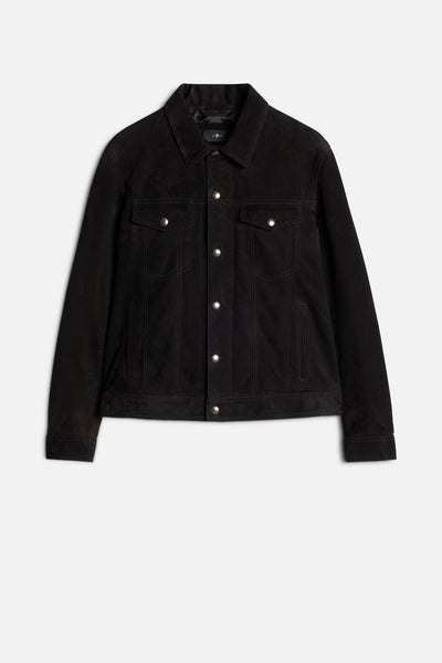 Suede Trucker Jacket In Black
