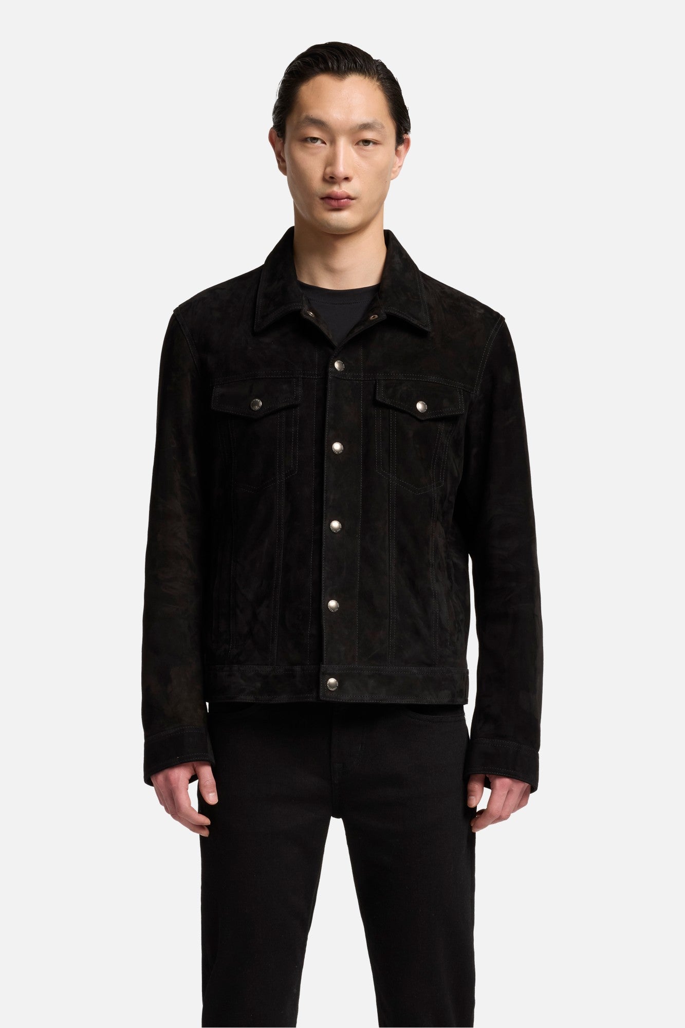 Suede Trucker Jacket In Black| 7 For All Mankind