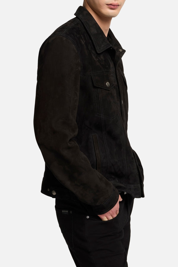 Suede Trucker Jacket In Black