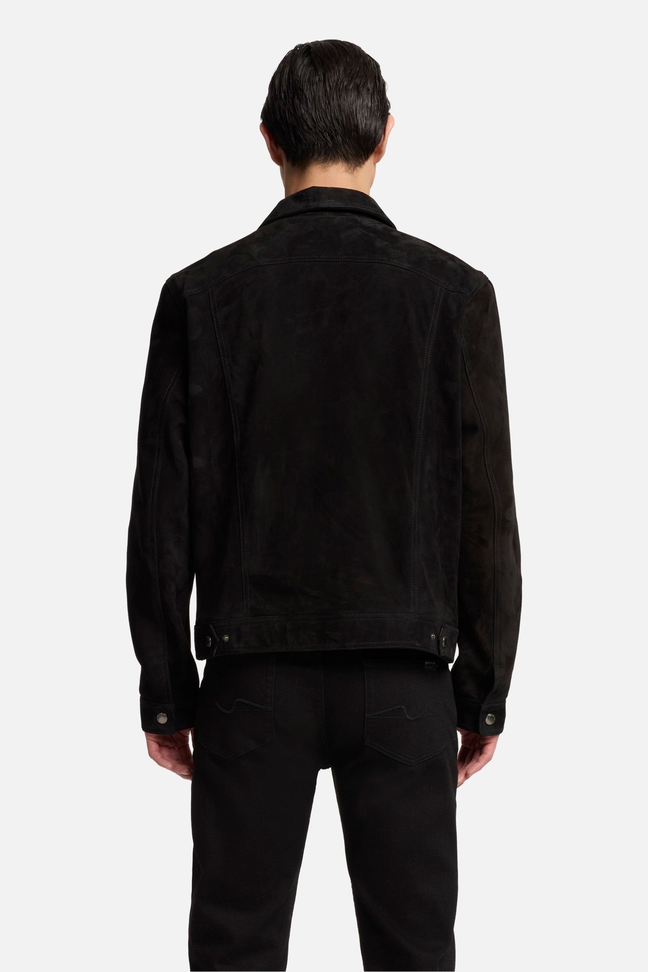 Suede Trucker Jacket In Black| 7 For All Mankind