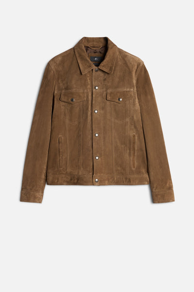 Suede Trucker Jacket In Chestnut