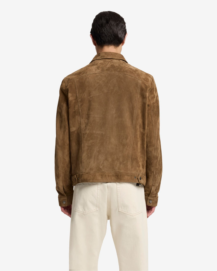 70s〜 Sears suède tracker jacket 短丈 太襟 Suede Trucker Jacket In Chestnut| 7 For All Mankind
