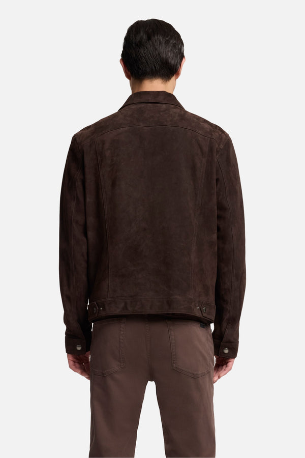 Suede Trucker Jacket In Coffee Bean