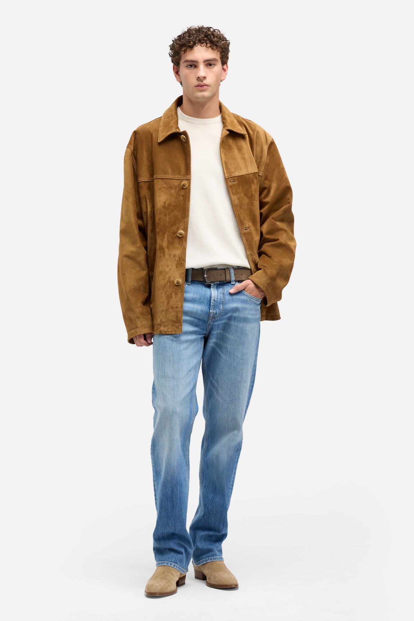 Suede Long Jacket In Tobacco| 7 For All Mankind