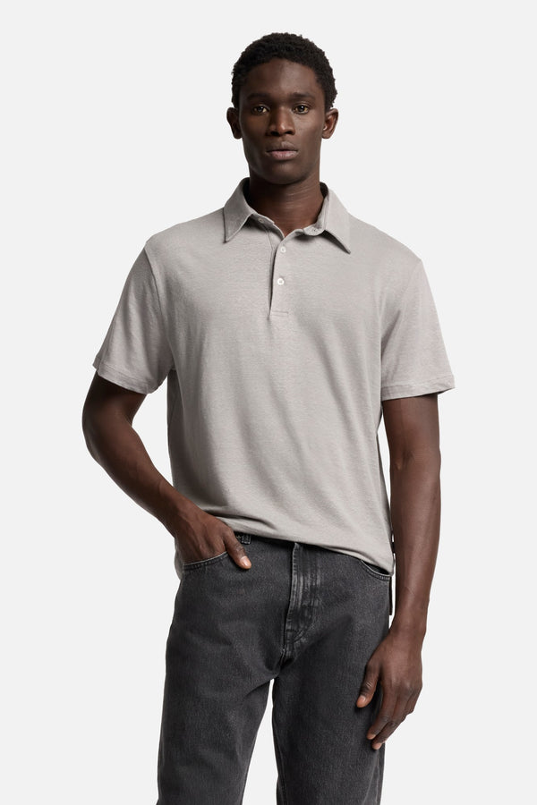 Linen Polo in Steel Grey