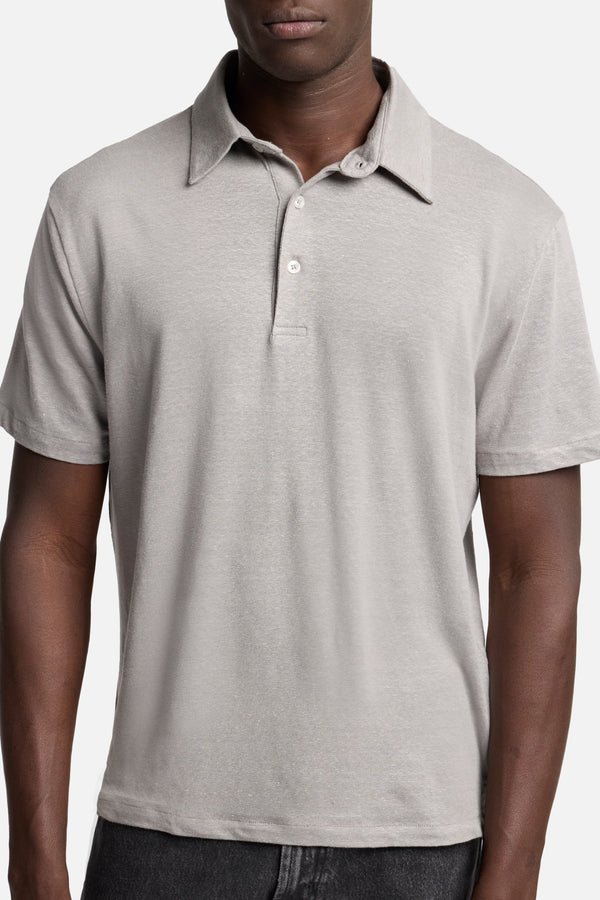 Linen Polo in Steel Grey