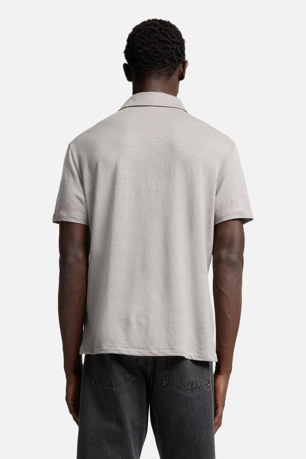 Linen Polo in Steel Grey