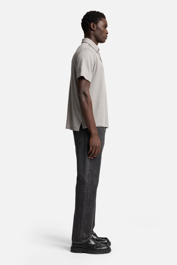 Linen Polo in Steel Grey
