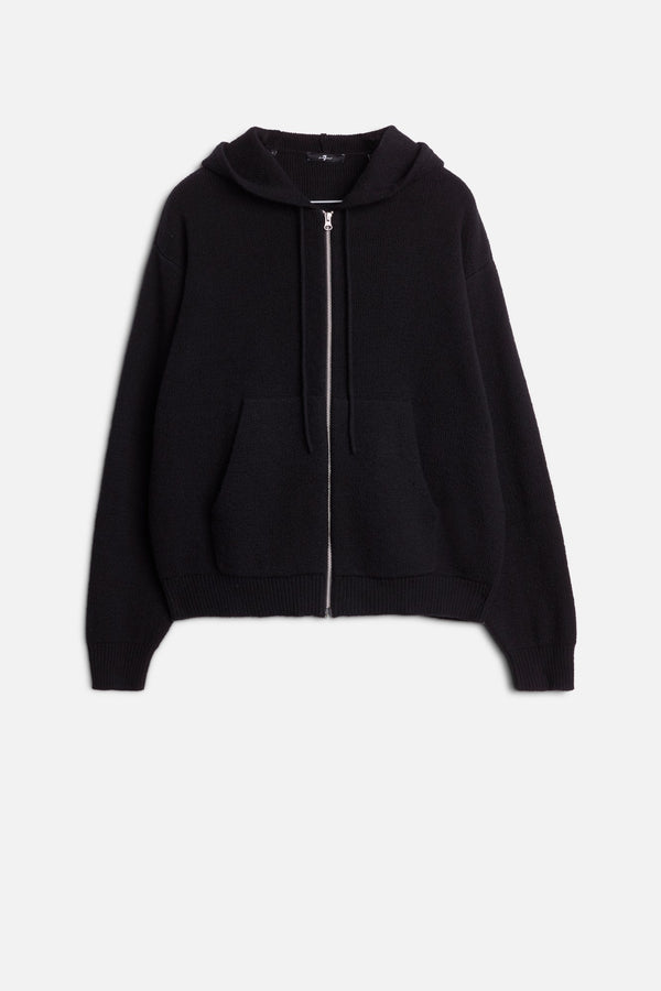 HOODED ZIP SWEATER in Cotton Wool