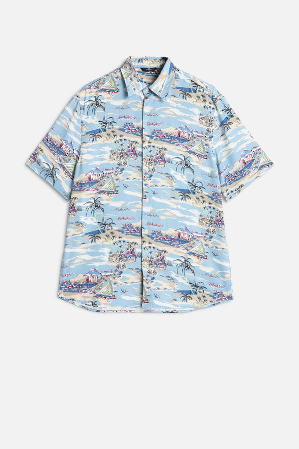 SHORT SLEEVE BUTTON UP SHIRT in Fluid