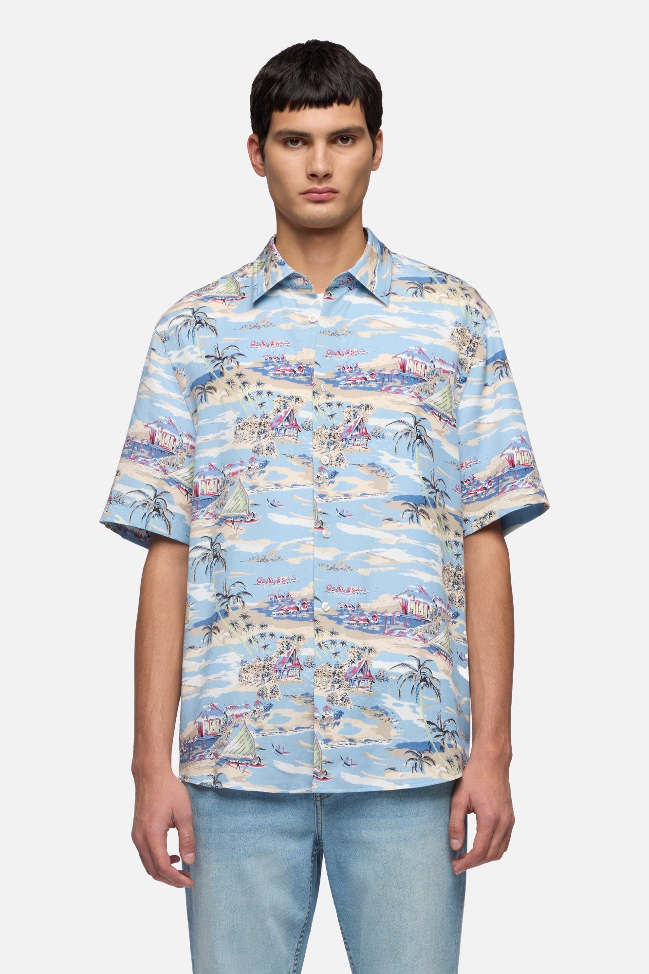 SHORT SLEEVE BUTTON UP SHIRT in Fluid Aloha | 7 For All Mankind