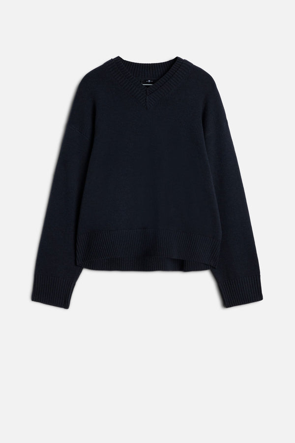 DOUBLE LAYER V-NECK SWEATER in Wool Blend