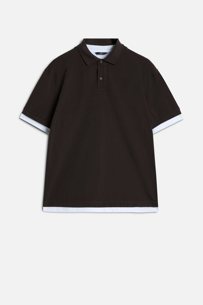 DOUBLE LAYER POLO in Espresso