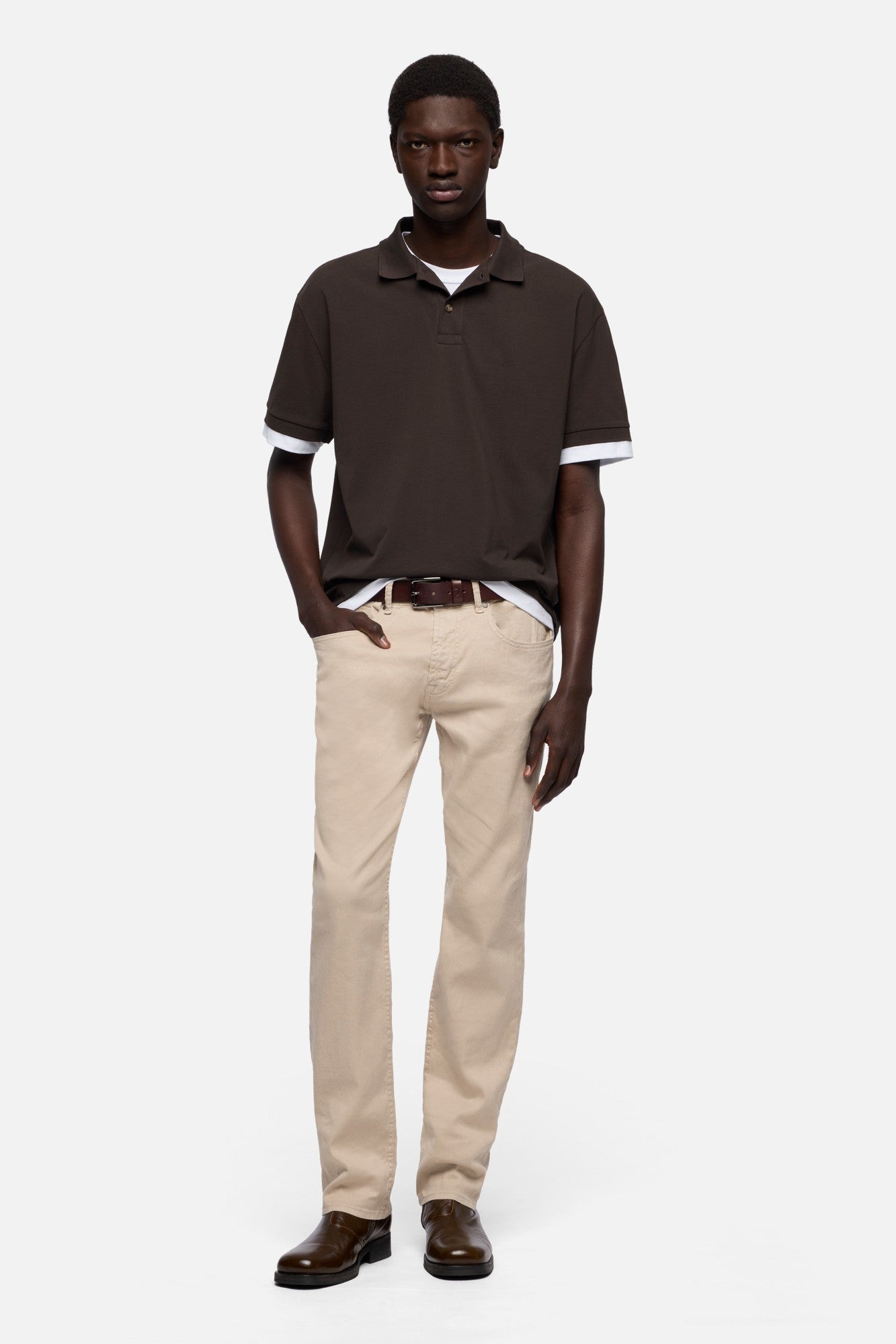DOUBLE LAYER POLO in Espresso | 7 For All Mankind