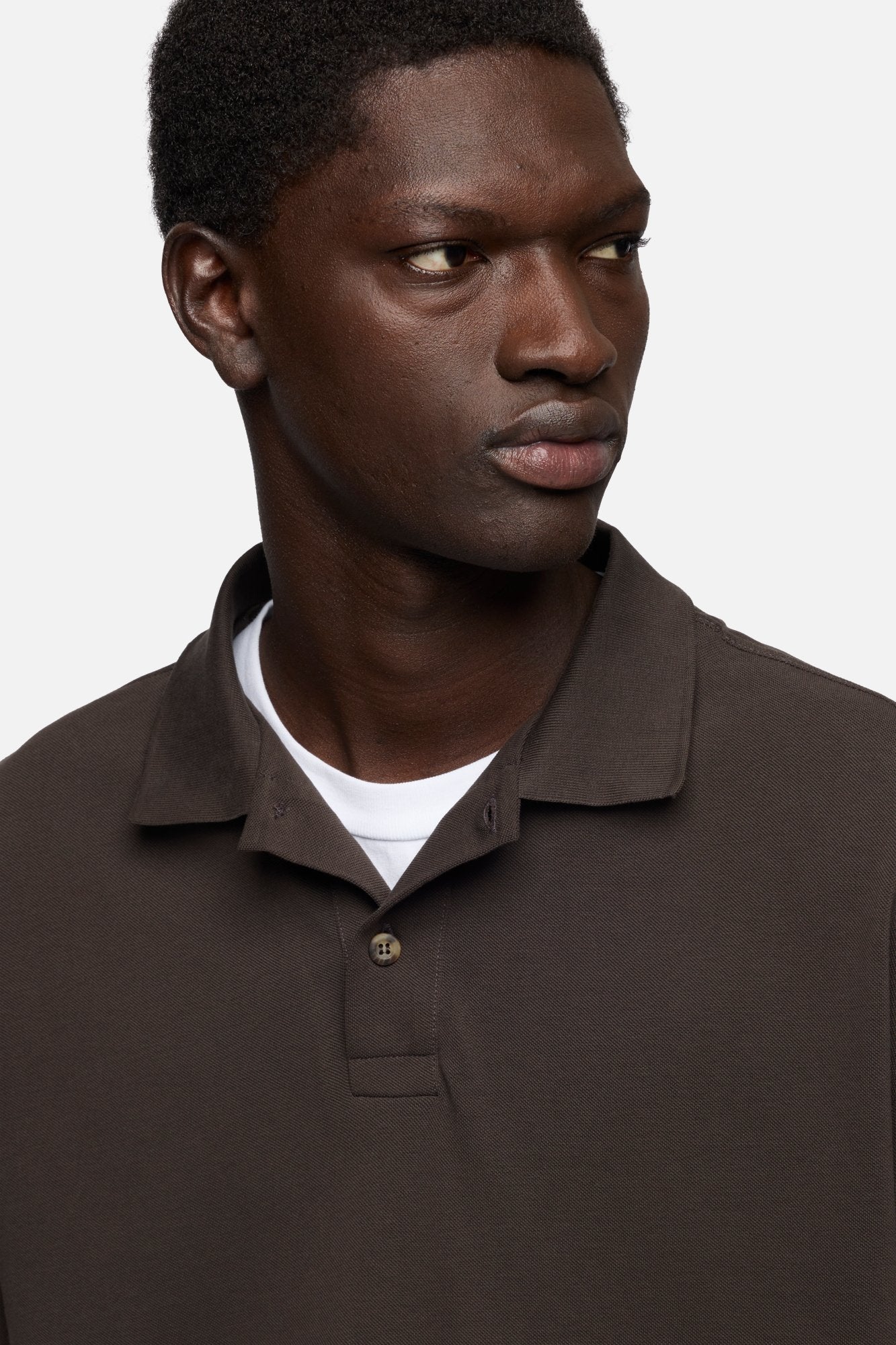 DOUBLE LAYER POLO in Espresso | 7 For All Mankind DOUBLE LAYER POLO in Espresso | 7 For All Mankind
