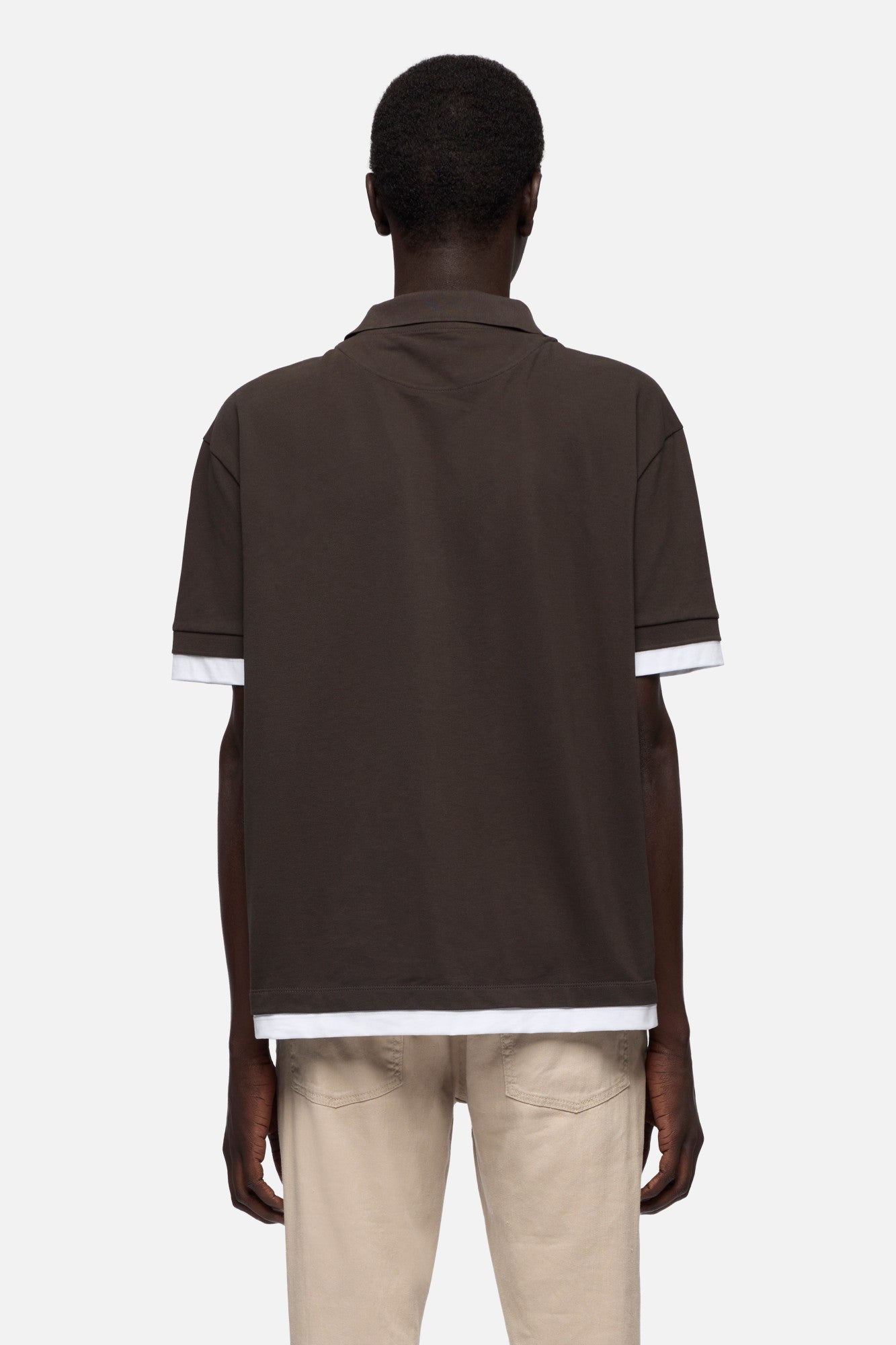 DOUBLE LAYER POLO in Espresso | 7 For All Mankind DOUBLE LAYER POLO in Espresso | 7 For All Mankind