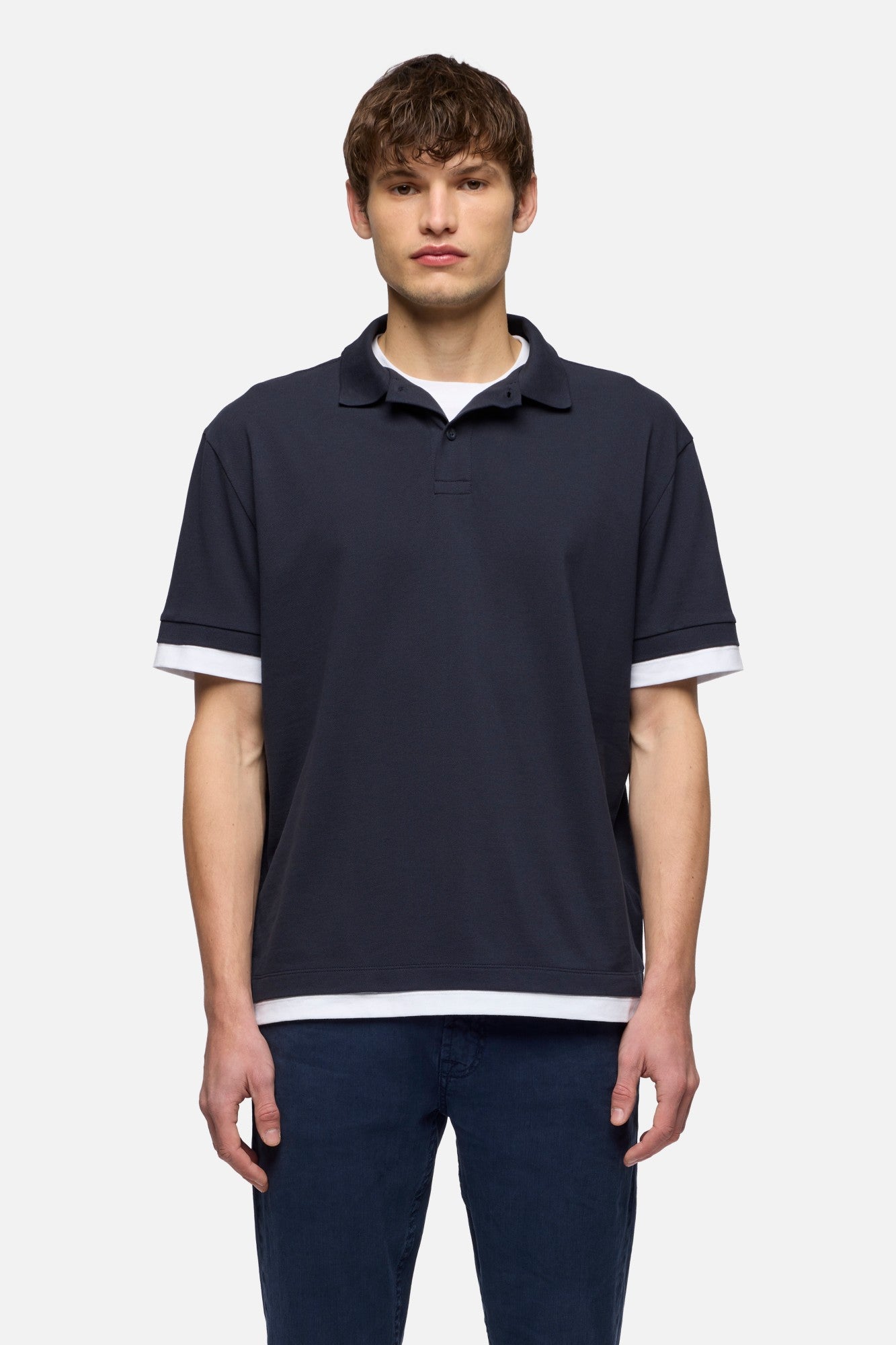 DOUBLE LAYER POLO in Midnight | 7 For All Mankind