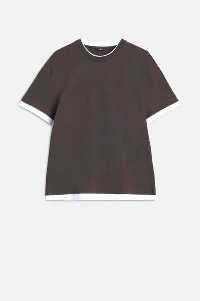 DOUBLE LAYER TEE in Espresso
