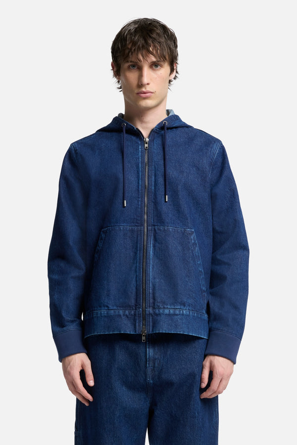Utility Denim Hoodie in Carpenter Blue